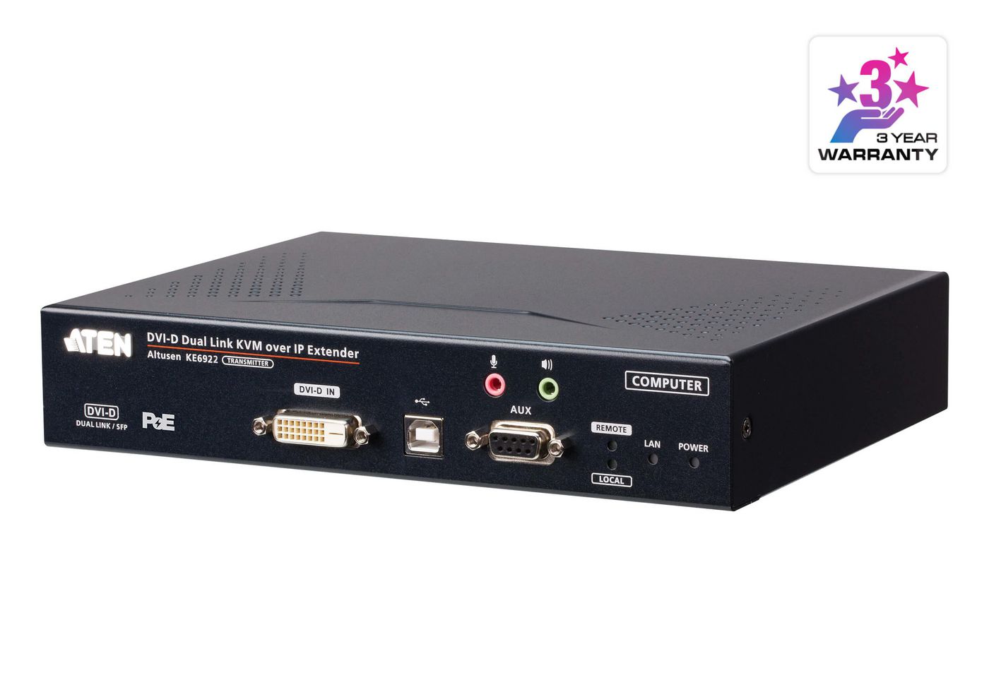 KVM Over Ip Transmitter USB 2k DVI-d Dual-linkwith Local Console  Power/lan Redundancy (dual Sf