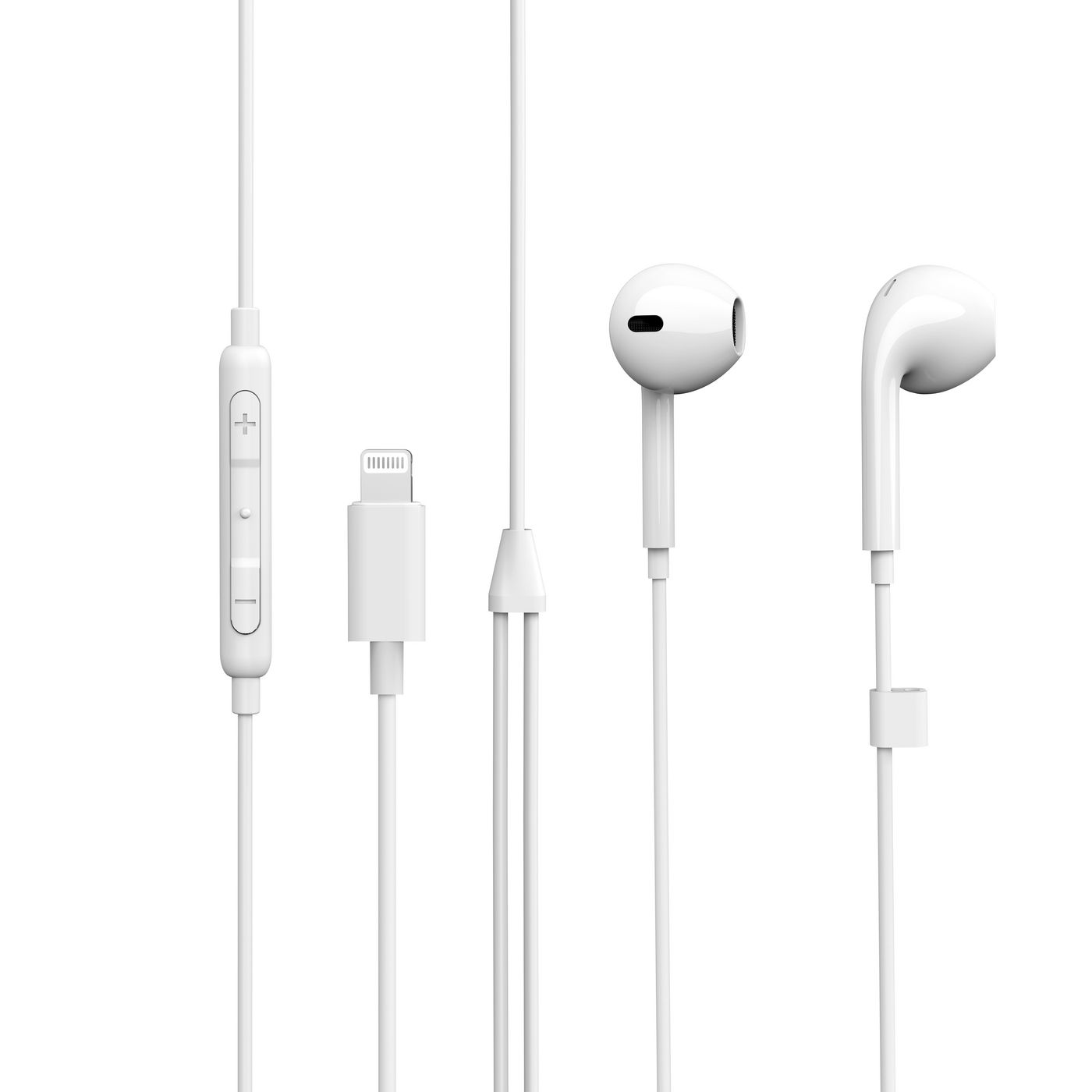 ESTUFF - Ohrhörer mit Mikrofon - Ohrstöpsel - kabelgebunden - Lightning - weiß - für Apple iPhone (L