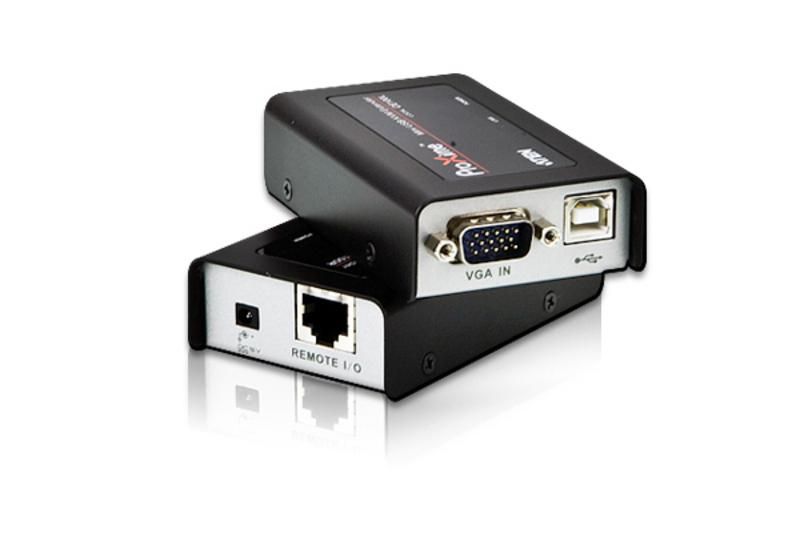 Aten CE100-AT-E KVM Extender Transmitter & Receiver Wired Cat5 100m USB VGA Black