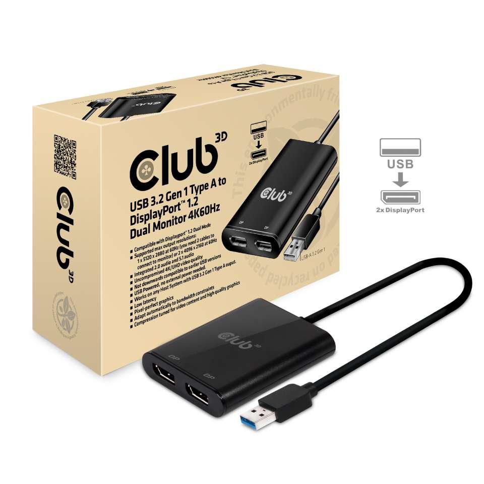 Club3D CSV-1477 adaptor USB 3.1 Typ A  2x DP 