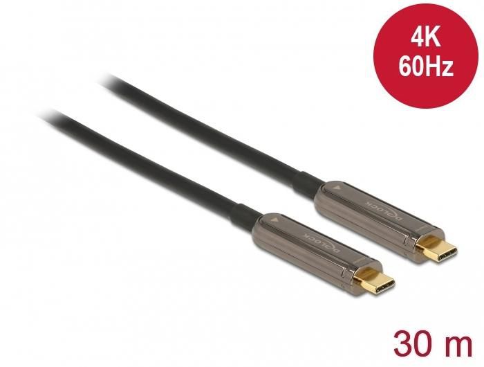 DELOCK Aktives Optisches USB-C Video Kabel 4K 60Hz 30m
