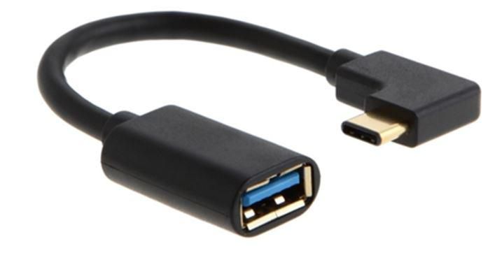 Type C angled male to USB3.0 - female cable, 0,2m, black - Type C angled male to USB3.0 female cable, 20cm, black - Warranty: 3