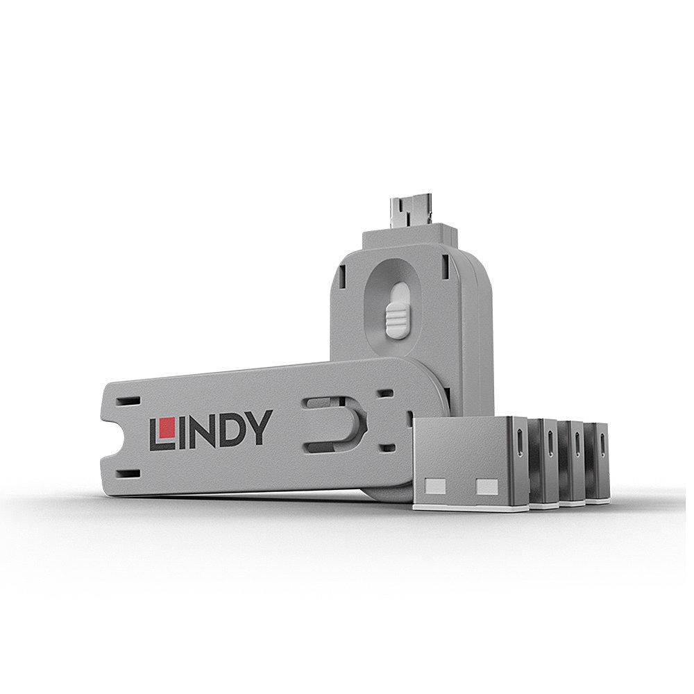 LINDY USB Port Schloss (4 Stück) mit Schlüssel: Co