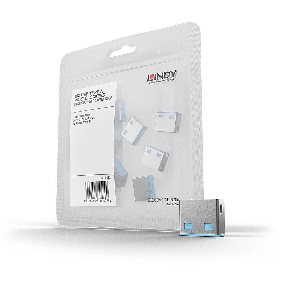 LINDY USB Port Schloss (10 Stück) OHNE Schlüssel: Code BLAU