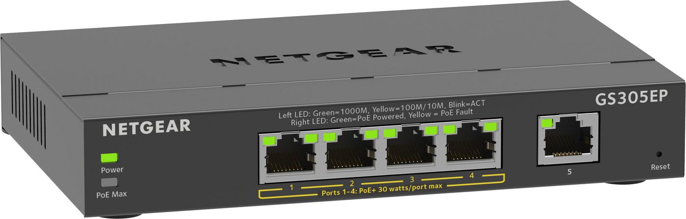 Netgear GS305EP-100PES W126258130 5PT GE Plus Switch WPOE+ 