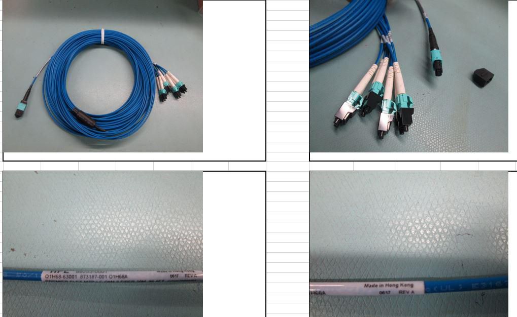 30m MPO to 4xLC optical fiber