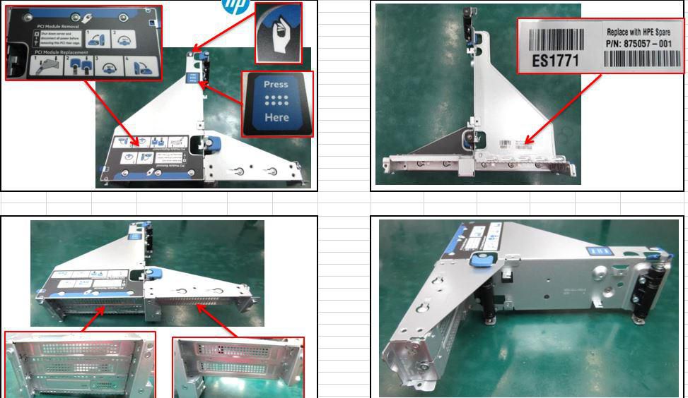 2U riser cage with x16 PCIe - 875057-001-RFB