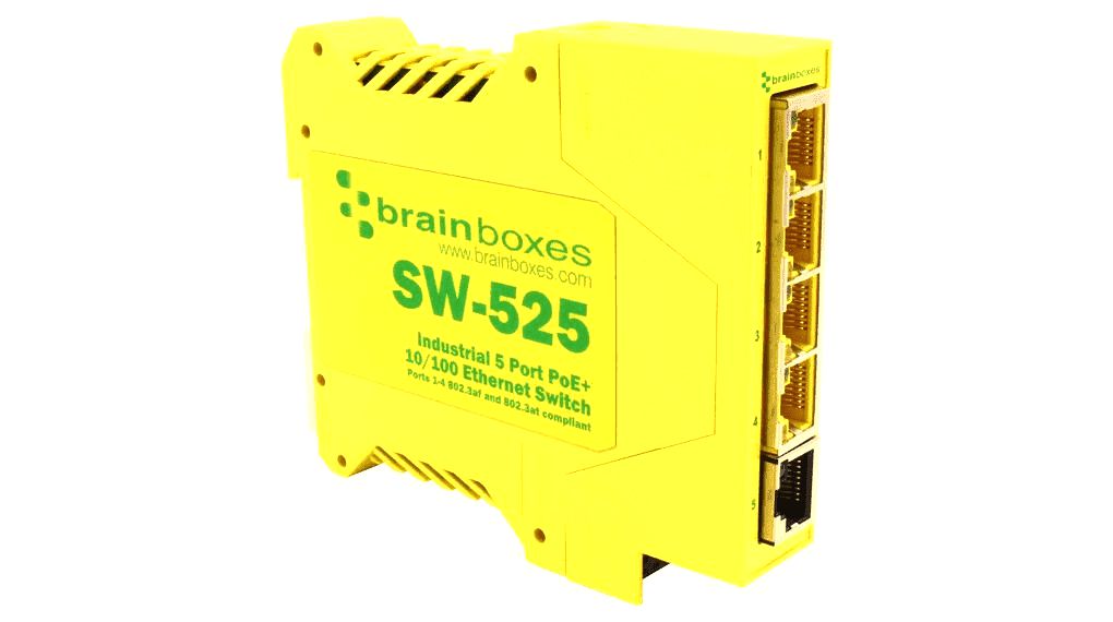 Brainboxes SW-525 W126647295 Industrial 5 Port PoE+ 10100 
