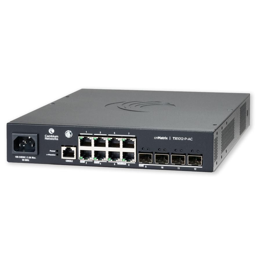 cnMatrix Switch TX1012-P-AC - L2/L3 Gigabit Ethernet - [10/100/1000] Power over Ethernet [PoE] 1U Black - Warranty: 36M