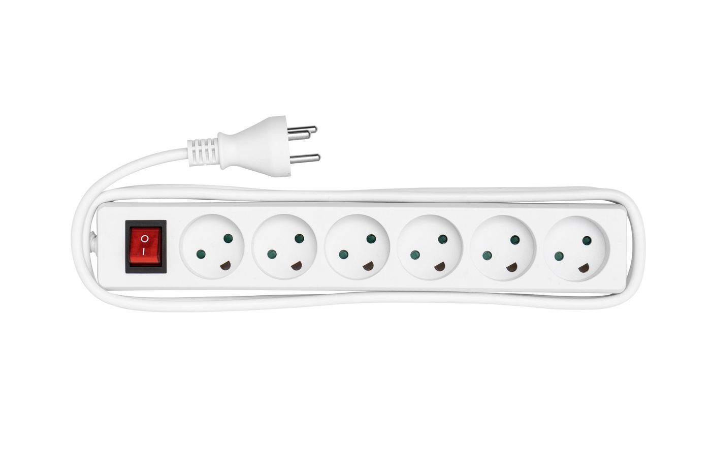 Power Strip - 6 Outlets - 5m White With On/of Switch And Child - Danish