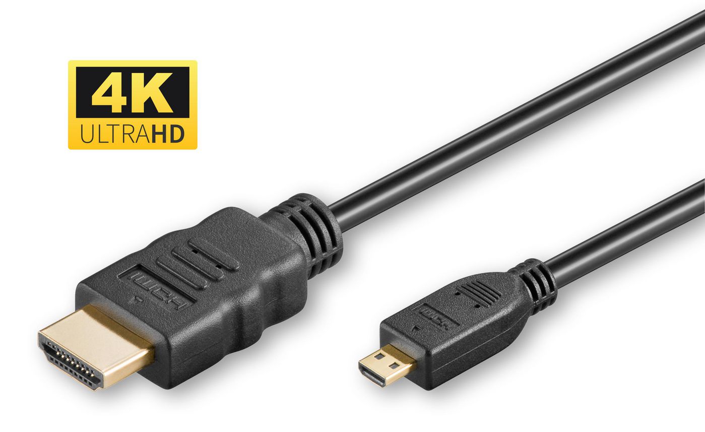 HDMI 1.4 A-D cable 2m - Gold plated connector with - ethernet & double shielding. - Warranty 300M