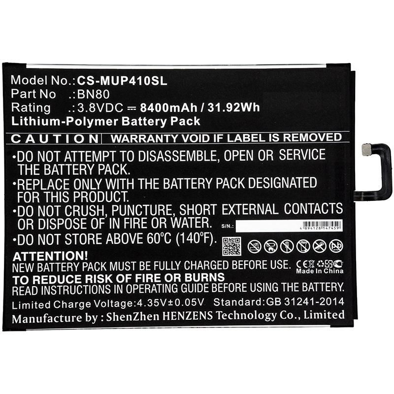 Battery 31.92Wh Li-Pol 3.8V - 8400mAh Black for Xiaomi - Tablet 31.92Wh Li-Pol 3.8V 8400mAh Black for Xiaomi Tablet Mi Pad 4 Pl