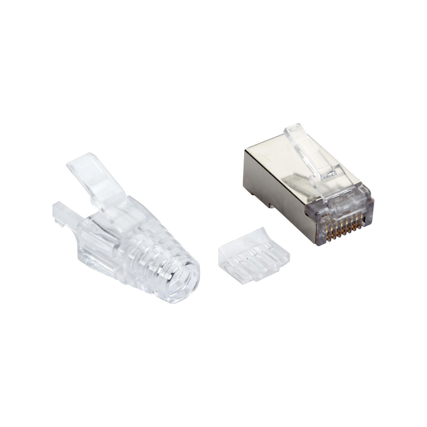 CAT6a Modular Rj-45 Plug With Load Bar And Clear Snagless Strain Relief Boot Shi