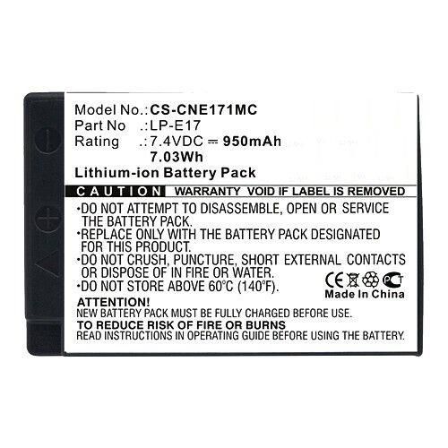 Battery For Camera 7.03wh Li-ion 7.4v 950mah (mbxcam-ba461)