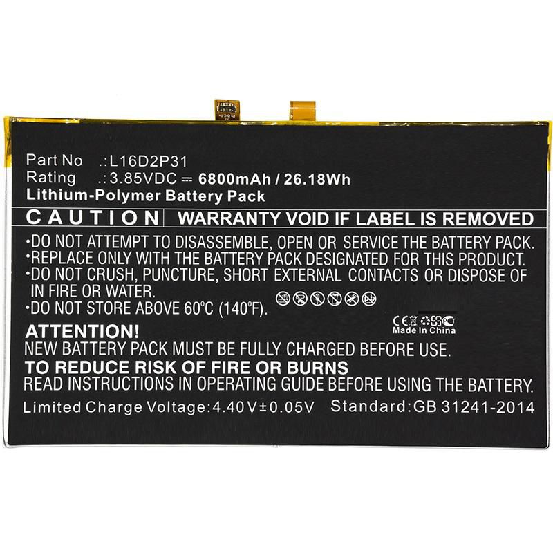 Battery 25.84Wh Li-ion 3.8V - 6800mAh for Lenovo Mobile - 25.84Wh Li-ion 3.8V 6800mAh L16D2P31 - Warranty: 12M