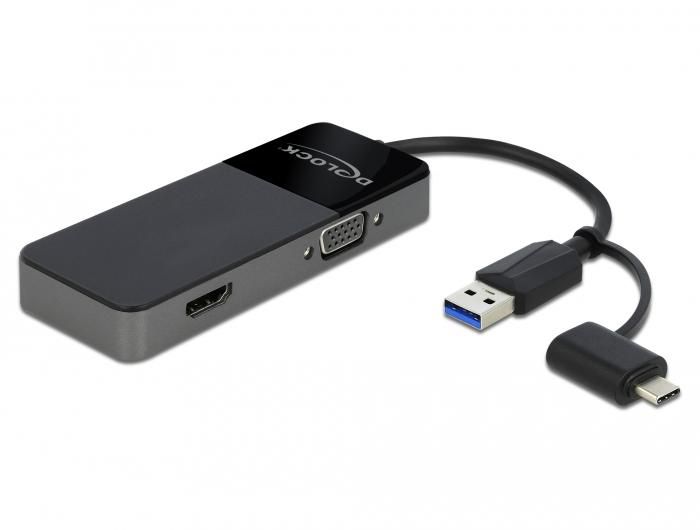 DELOCK Adapter USB 3.0 zu 4K HDMI + VGA