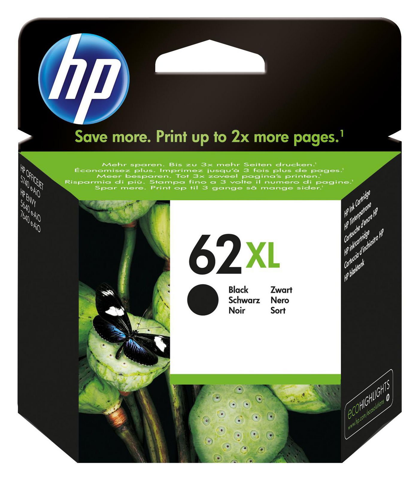 HP Ink/62XL Black Cartridge