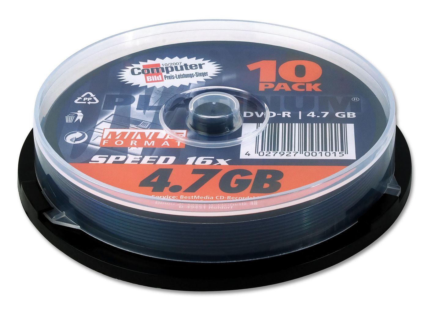 Platinum 100309 DVD-R 16x 4.7GB 10pcs 