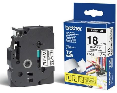 Brother TZ241 P-Touch Tape Black on White 