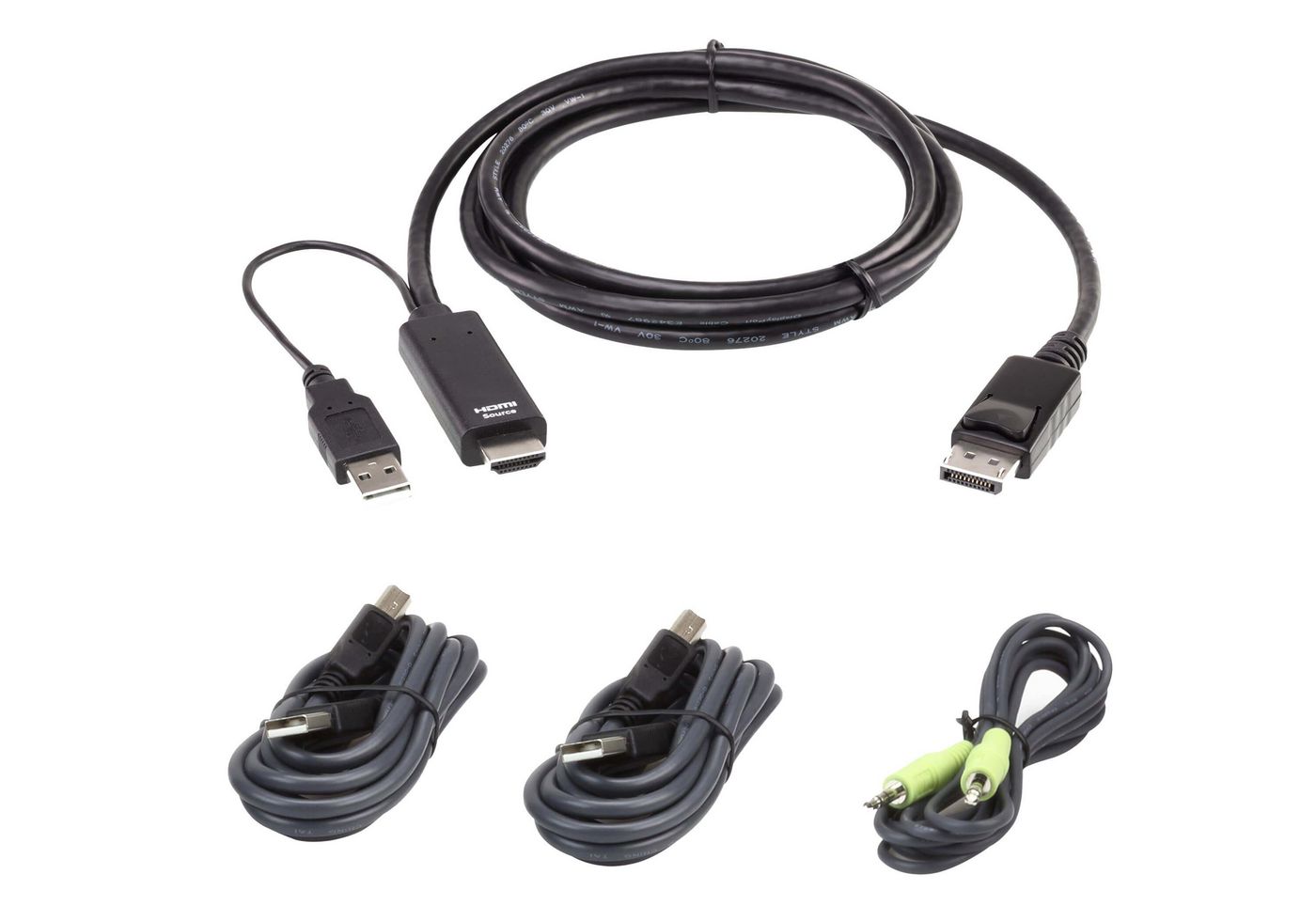 Cable kit: 1x True 4K 1.8M HDMI to DisplayPort Active Cable with seperate 2x USB and 1x audio cables
