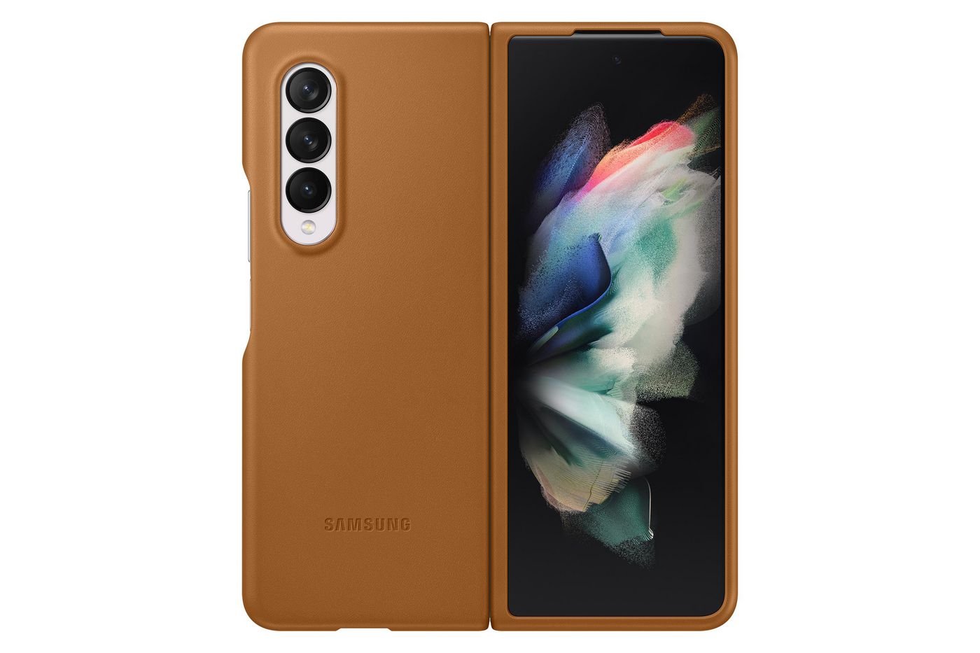 Leather Cover Galaxy Z Fold3 Camel