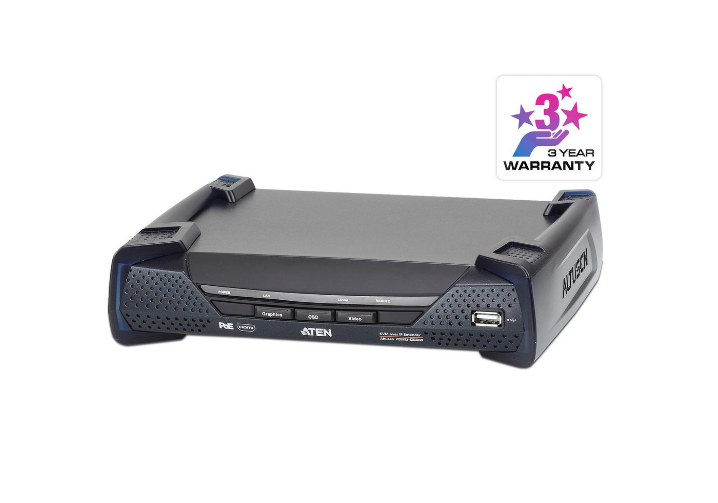 [PREMIUM] Aten USB 4K HDMI KVM over IP Receiver with USB Peripheral Support  Power/LAN Redundancy (S