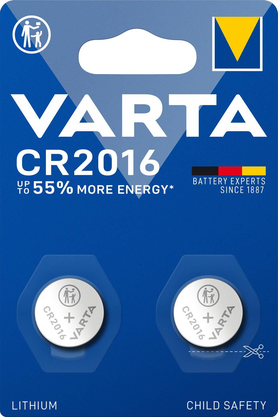 VARTA Electronics Batterie CR2016 Lithium 90 mAh 3V VE 2