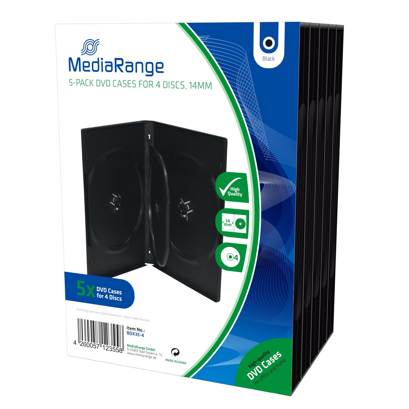 MEDIARANGE Retail pack 4er-DVD-Box, black 5 pieces(Mindestabn. VPE=20 Stck.=16,40)