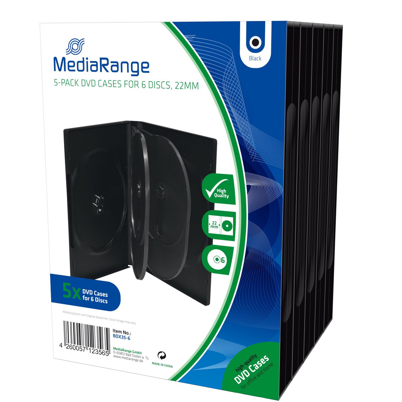 MEDIARANGE Retail pack 6er-DVD-Box, black 5 pieces(Mindestabn. VPE=20 Stck.=18,20)