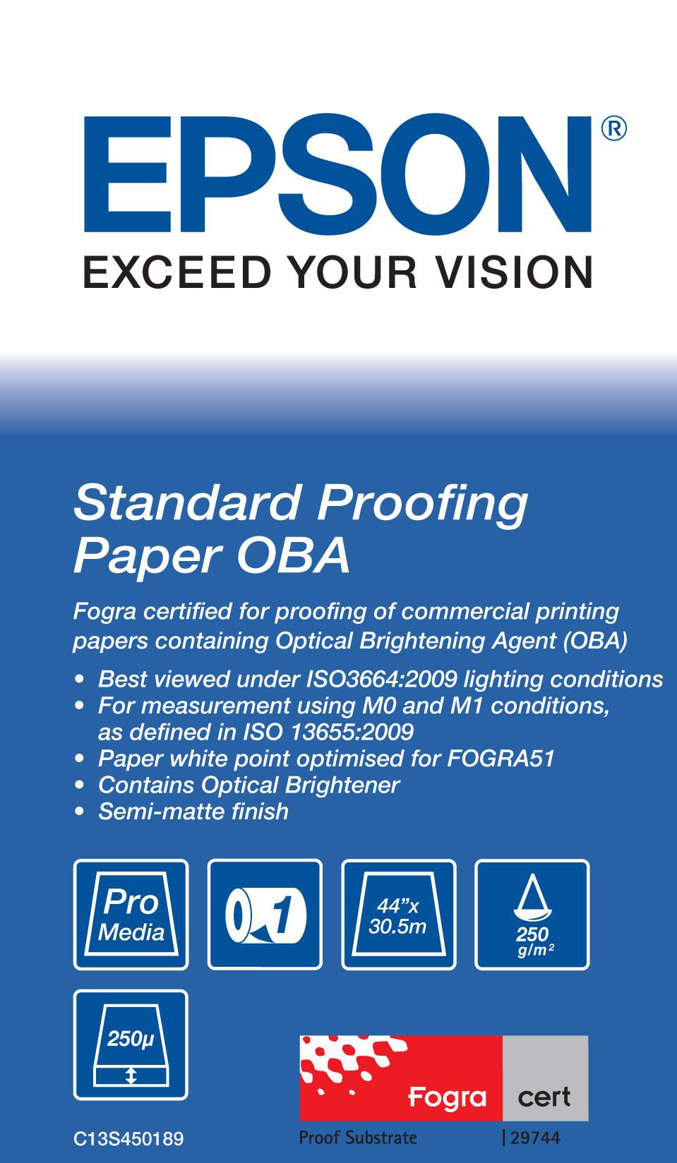 Std Proofing Paper OBA 44\"x30.5m 250gm2
