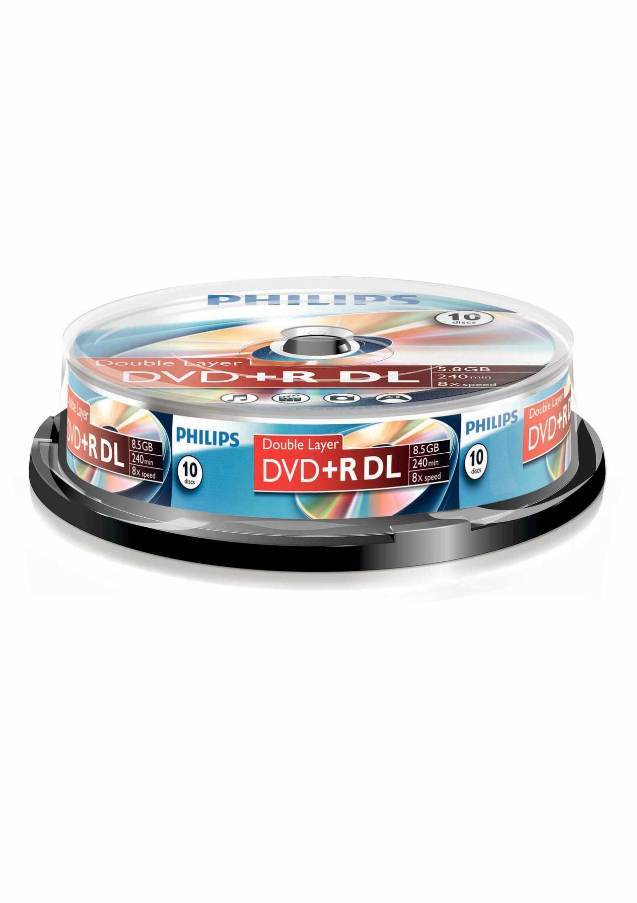 Philips DR8S8B10F00 DR8S8B10F/00 10x DVD+R DL, 8.5GB240min, 8x 