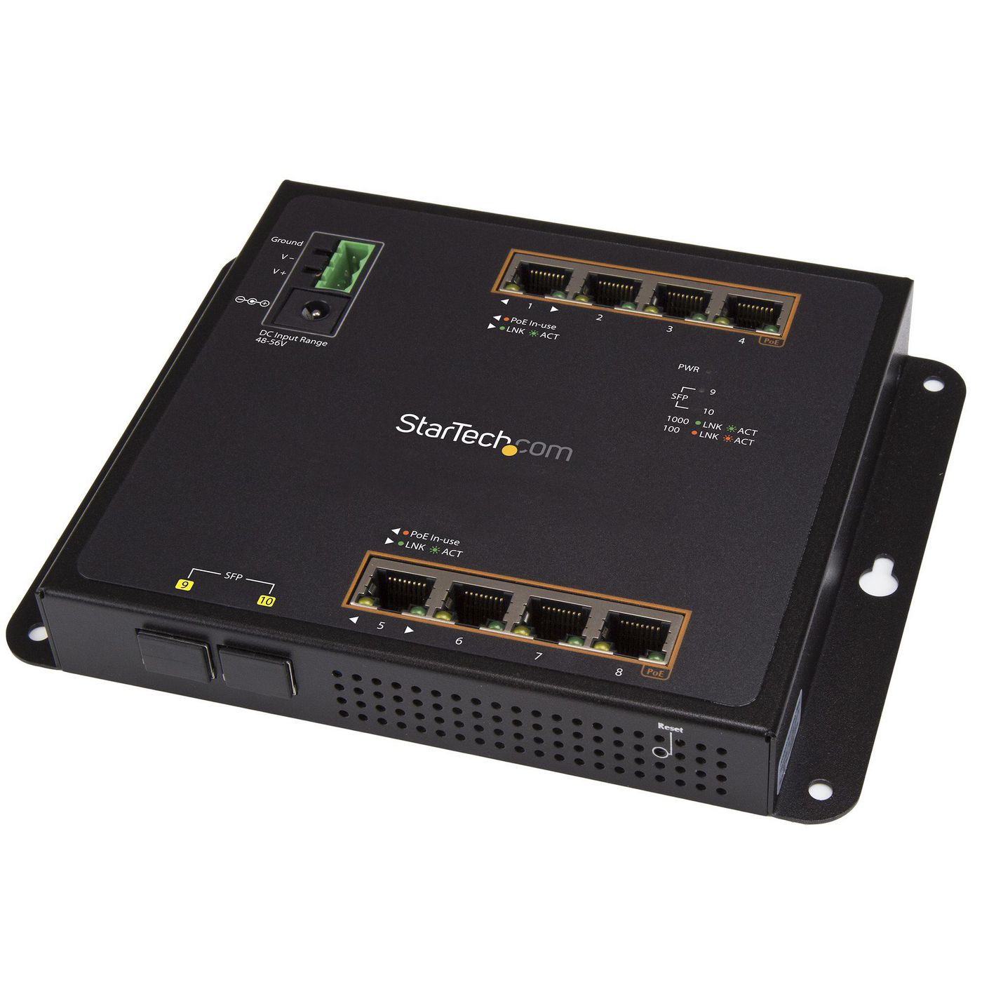 STARTECH.COM 8 Port PoE+ Gigabit Ethernet Switch plus 2 SFP Ports - Industrieller Managed Gigabit Sw