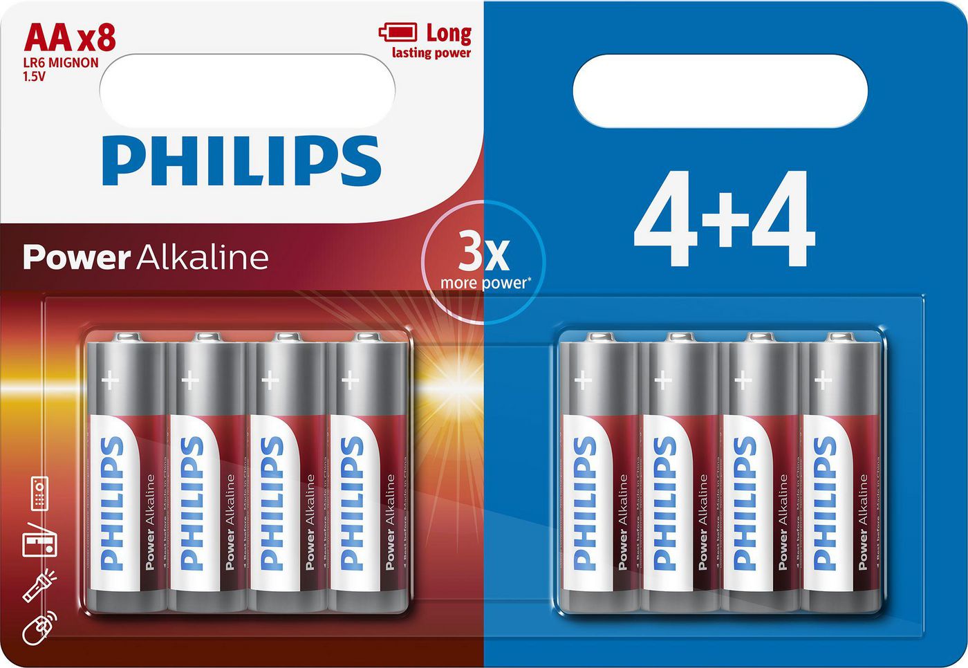 Philips LR6P8BP10 LR6P8BP/10 Power Alkaline AA 4+4-blister 