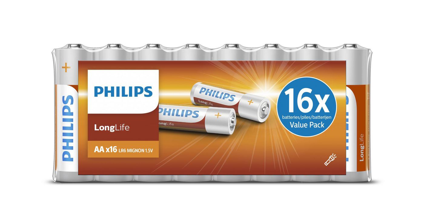 Philips R6L16F10 R6L16F/10 LongLife AA 12-foil w U card 