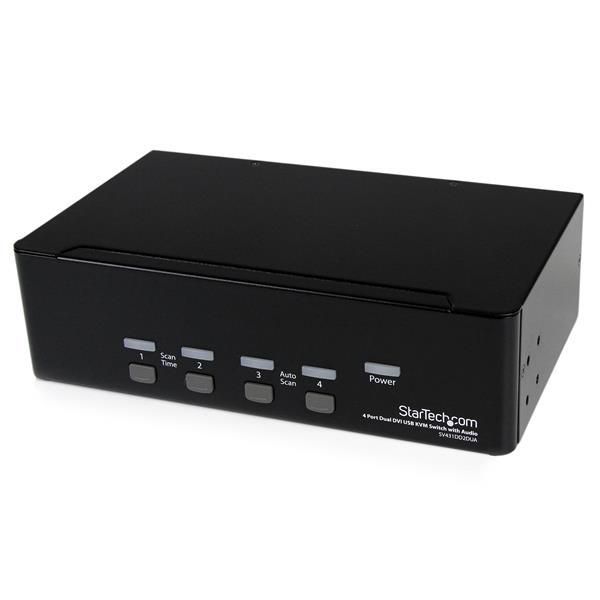 STARTECH.COM 4 Port Dual DVI USB KVM Switch/ Umschalter mit Audio und USB 2.0 Hub