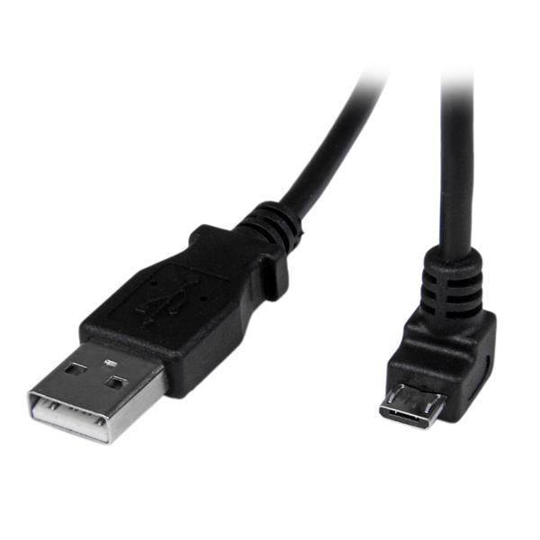 STARTECH.COM 2m USB 2.0 A auf Micro B Kabel abgewinkelt - Schwarz - USB A / Micro B Datenkabel / Ans