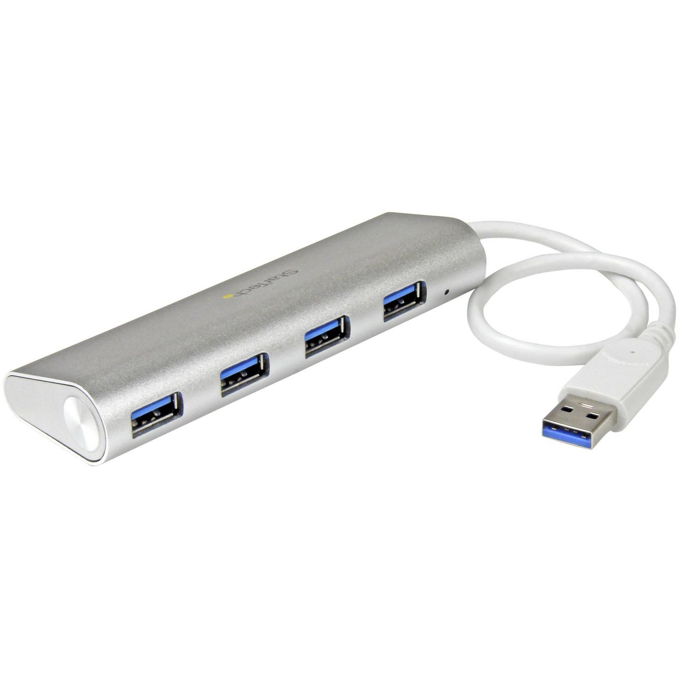 STARTECH.COM 4 Port kompakter USB 3.0 Hub mit eingebautem Kabel - Aluminium USB Hub - Silber