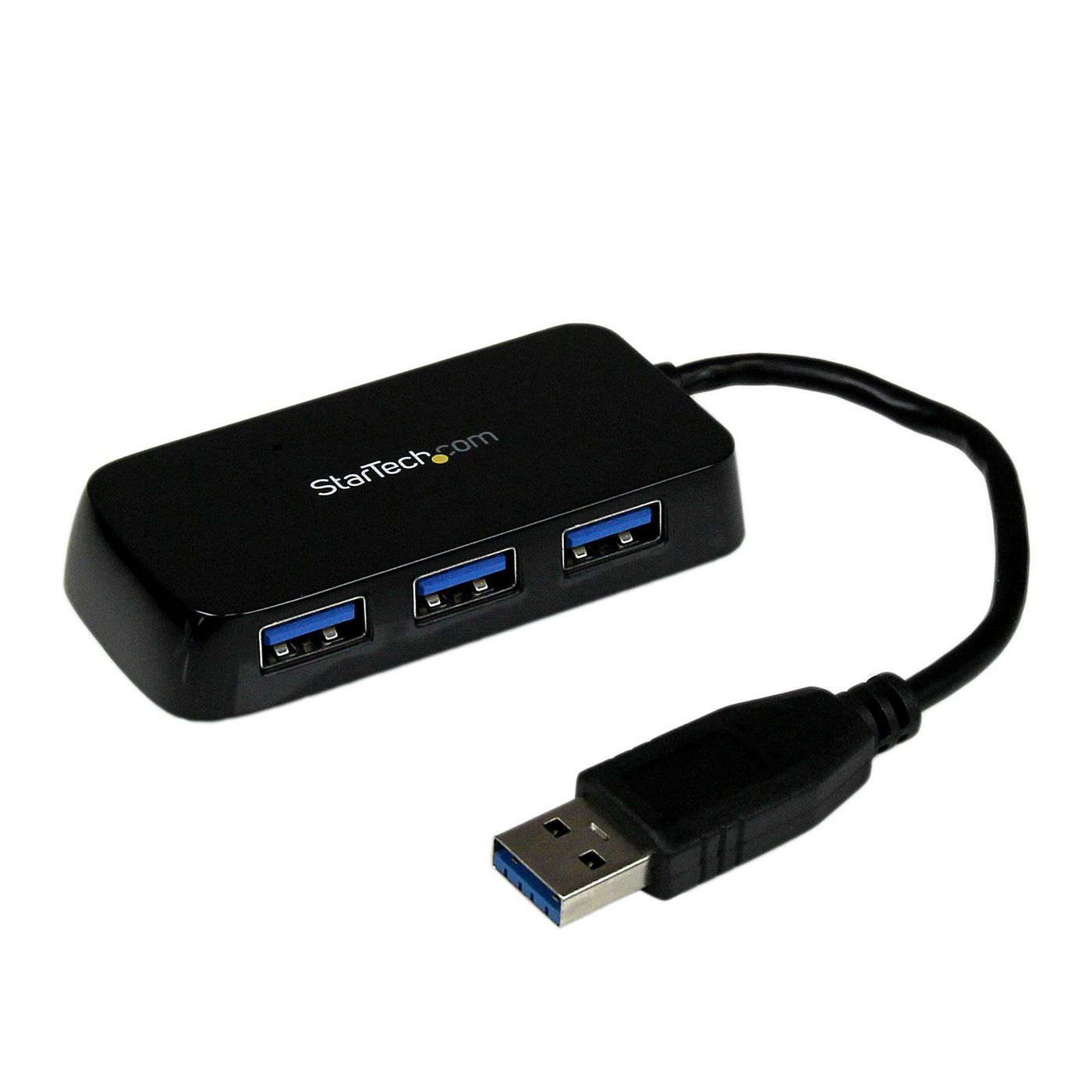 STARTECH.COM 4 Port USB 3.0 SuperSpeed Hub - Schwarz - Portabler externer Mini USB Hub mit eingebaut