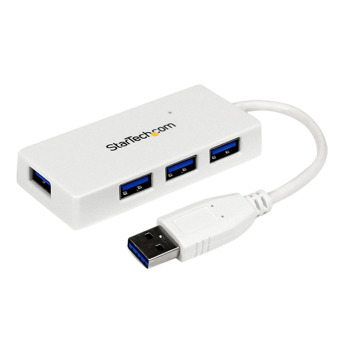 STARTECH.COM 4 Port USB 3.0 SuperSpeed Hub - Weiss - Portabler externer Mini USB Hub mit eingebautem
