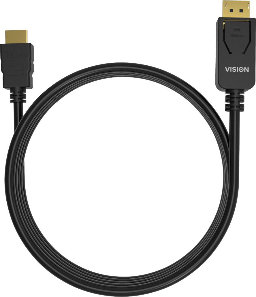 VISION - Videokabel - DisplayPort / HDMI - DisplayPort (M) bis HDMI (M) - 2 m - Schwarz - 4K Unterst