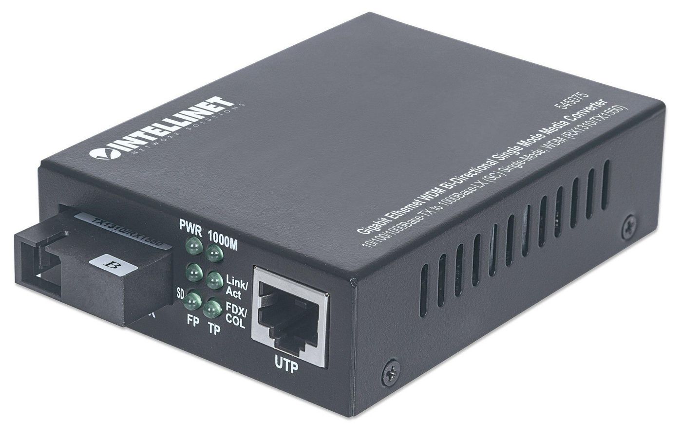 INTELLINET Gigabit Ethernet WDM bidirektionaler Singlemode Medienkonverter 10/100/1000Base-TX auf 10