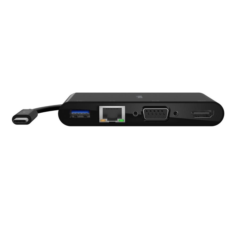 BELKIN USB-C auf Gigabit-Ethern. HDMI/VGA/USB-A-Adapter, schwarz