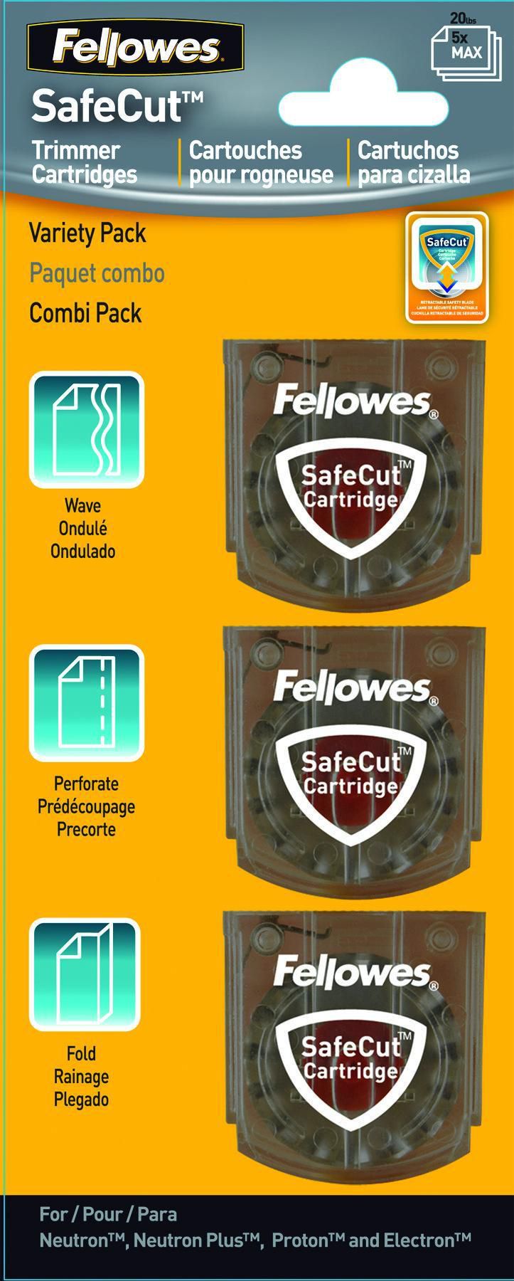 FELLOWES SafeCut - Austausch-Klingenpatrone (Packung von 3) - für Fellowes Electron A3, Electron A4,