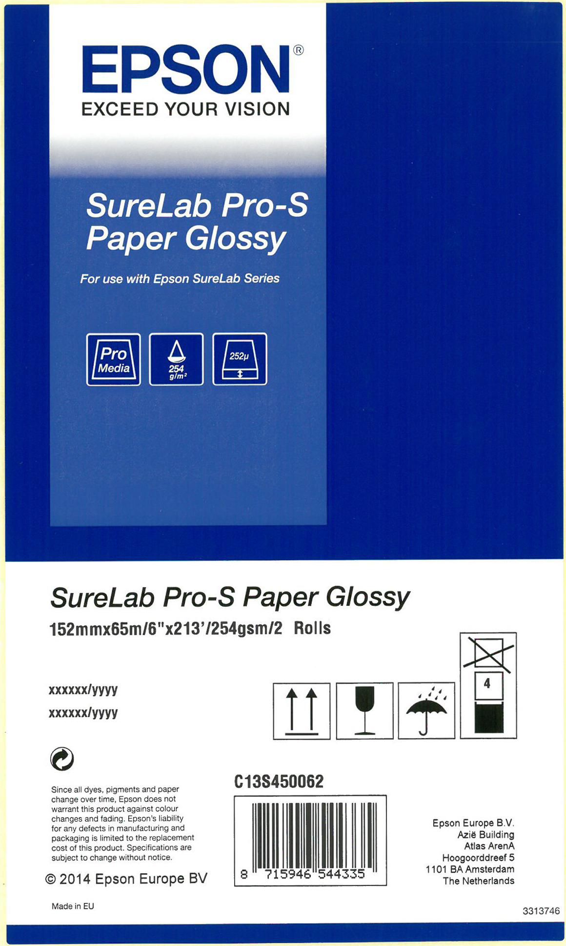 Epson C13S450062BP W128265988 Surelab Pro-S Paper Glossy Bp 