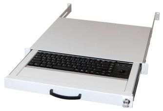 Aixcase Tastaturschublade 48.3cm 1HE DE PS2&USB Trackball grau