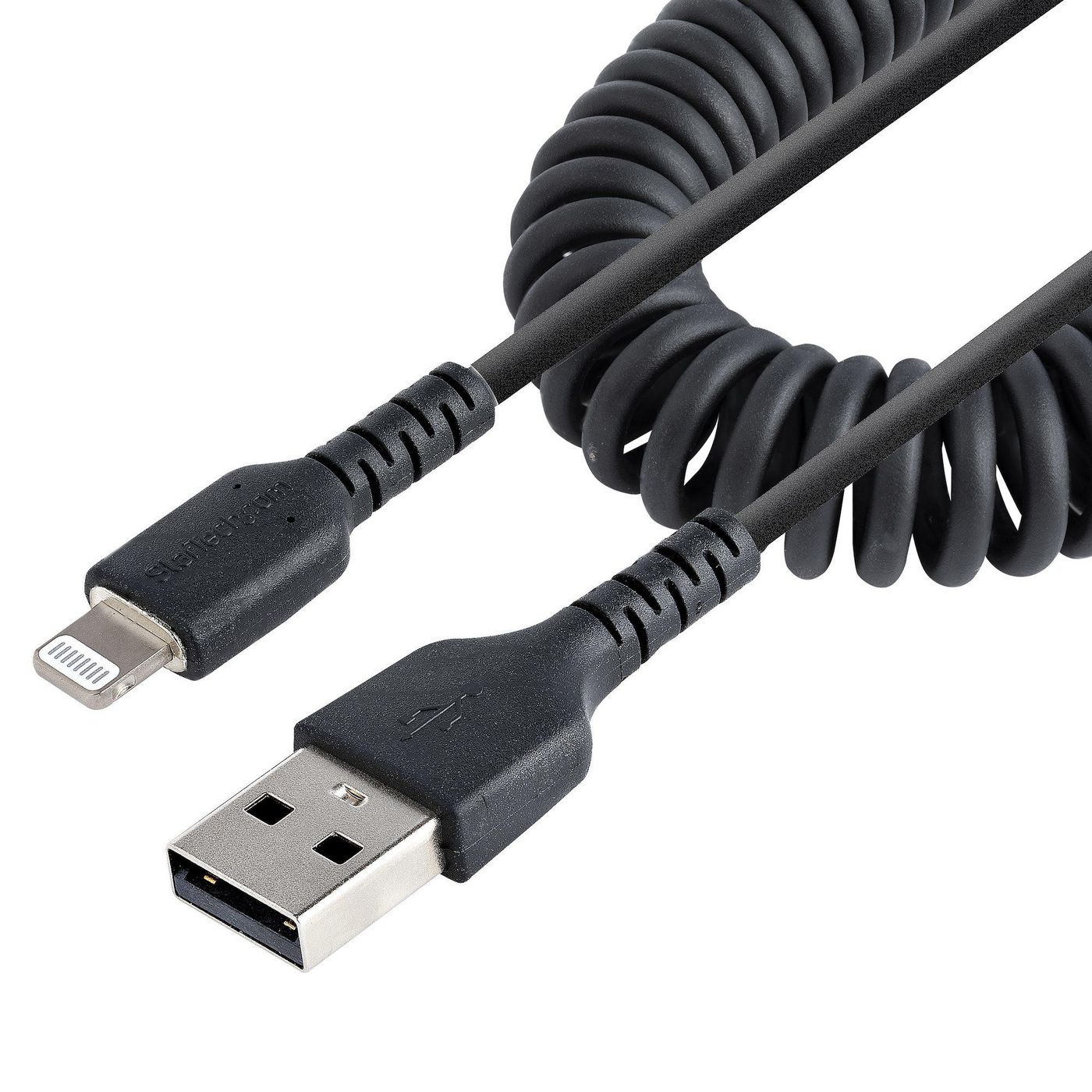 STARTECH.COM 1m USB auf Lightning Kabel Spiralkabel MFi zertifiziert Schnellladekabel für iPhone/iPa