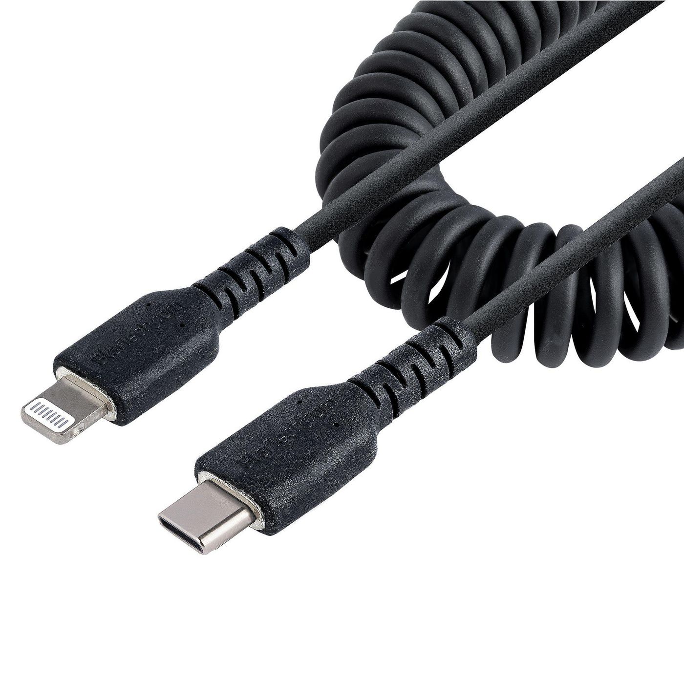 STARTECH.COM 1m USB C auf Lightning Kabel spiralkabel MFi-zertifiziert Schnellladekabel für iPhone/i