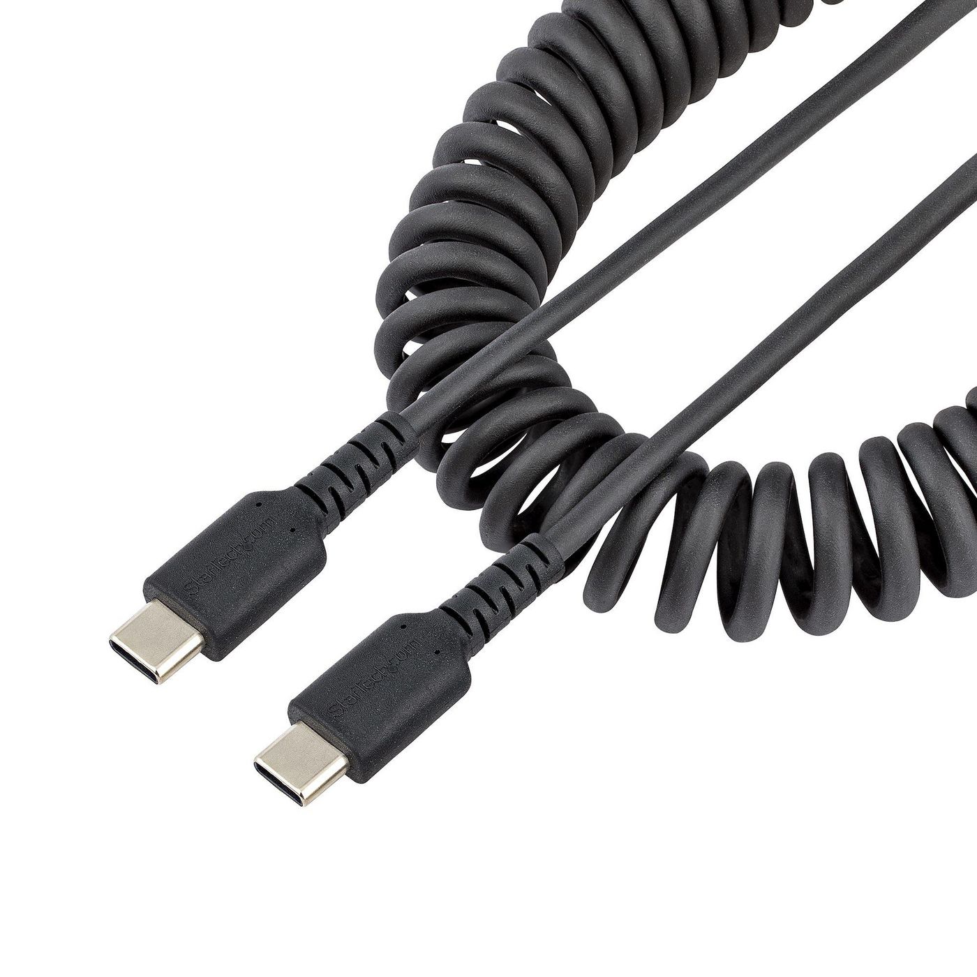 STARTECH.COM 50cm USB C auf USB C Kabel hochbelastbares Spiralkabel USB C 2.0 Kabel robuste Aramidfa