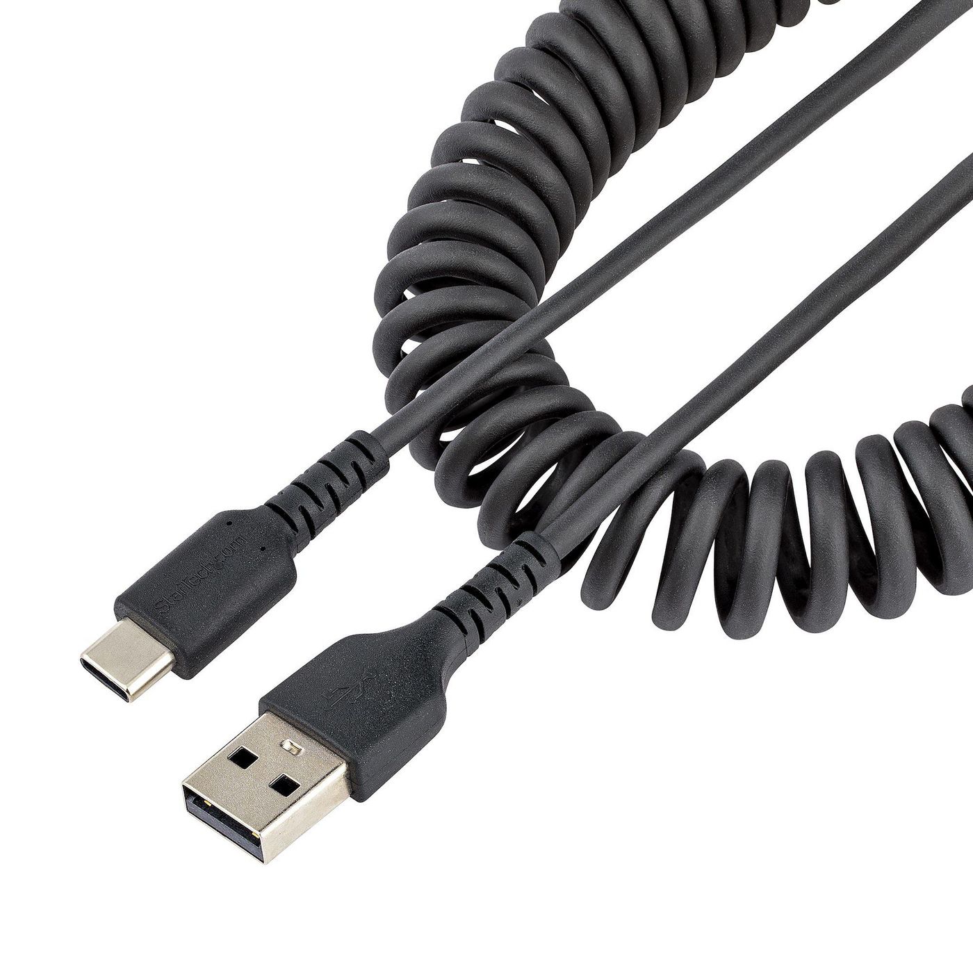 STARTECH.COM 1m USB A auf USB C Kabel Spiralkabel USB 2.0 A zu Typ-C Ladekabel robuste Aramidfaser h