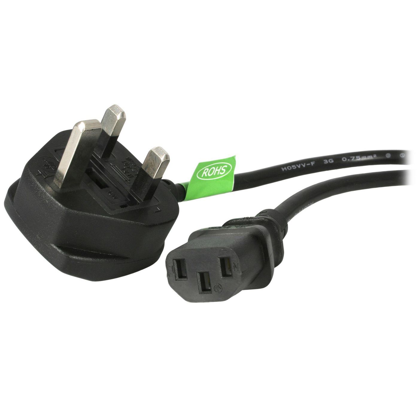 STARTECH.COM 3ft (1m) UK Computer Power Cable, BS 1363 to C13 Power Cord, 18AWG, 10A 250V, Black Rep